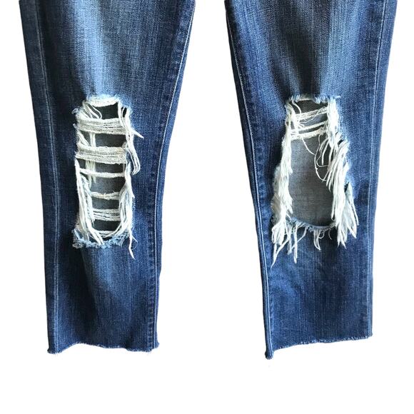 L’Agence Jordan Cropped Straight High Rise Denim Jeans Size 23 Vintage Destruct - Picture 8 of 16